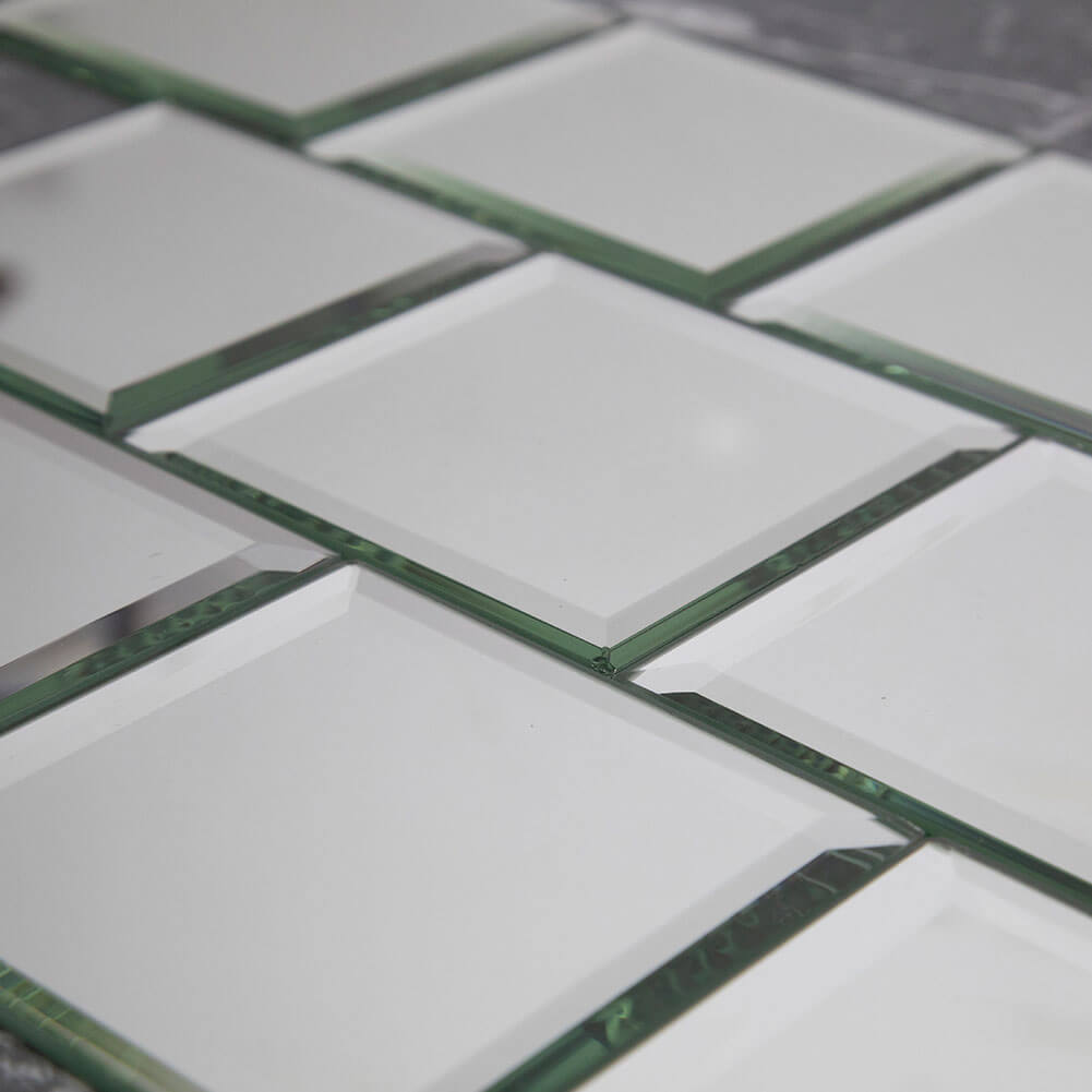 Silver Mirror Glass Tile, Square with Beveled Edge, 4*4 inch, DM0028S